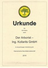 Urkunde-Der-Arborist-Österreichische-Baumklettermeisterschaft-2018